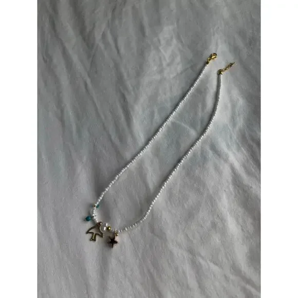 Beaded Necklace Gold Star Tree Charm Fairycore Cottagecore Aesthetic Jewelry - Picture 3 of 4